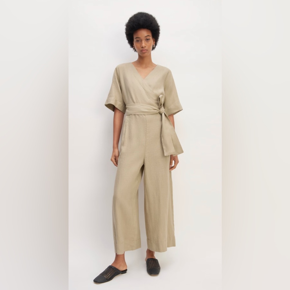 Everlane Khaki Belted Jumpsuit